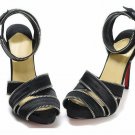 popular sexy knight black &zipper-like criss-cross high heel shoes