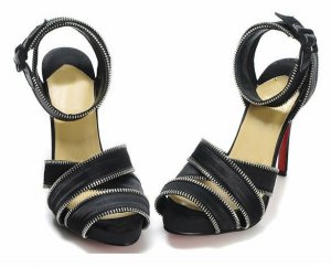 popular sexy knight black &zipper-like criss-cross high heel shoes