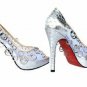 newest fashion silver patent earrings-like &red sole high heel shoes