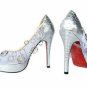 newest fashion silver patent earrings-like &red sole high heel shoes