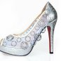 newest fashion silver patent earrings-like &red sole high heel shoes