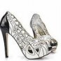 newest trendy classic geometric pattern dress and career high heel shoes