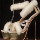 sexy wool posh white with colorful sequin high heel shoes