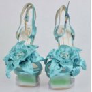 new design women blue sandal shoes with a beautiful flower