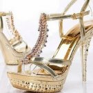 new women high heel sandals shoes with beautiful crystal