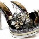 2012 new design classical women black crystal high heel sandals shoes