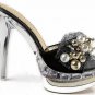 2012 new design classical women black crystal high heel sandals shoes