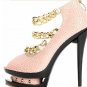 2012 newest elegant high heel women sandals with best design/pink leather with chaim
