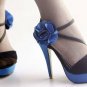 2012 newest style high heel women sandals/blue patent leather with beautiful flower pumps