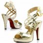 sexy posh royal golden criss-cross &diamond flower high heel shoes