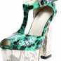 Sexy leopard sandals high heel /criss-cross green pumps