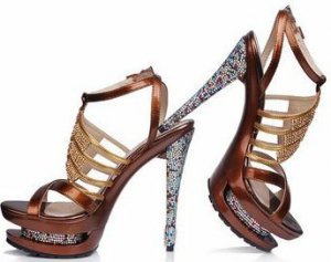 new stylish unique top quality shiny golden &sequin high heel shoes