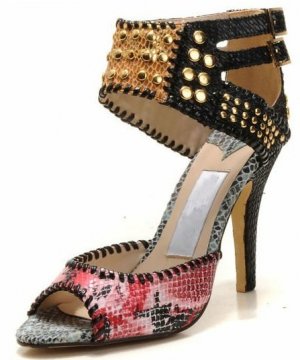 sexy exotic &silver rivet&ankle wrapped high heel shoes