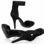 sexy knight black patent low platform with ankle wrapped high heel shoes