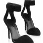 sexy knight black patent low platform with ankle wrapped high heel shoes