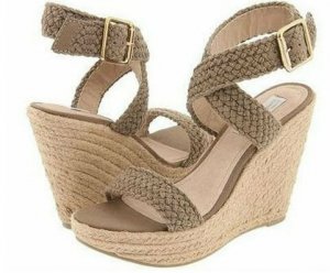 fashion simple style grey hemp county girl high heel wedges