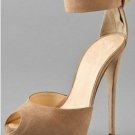 new popular simple style bear fur brown & cute fish toe high heel shoes