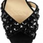 grace ladies' sexy black leather with sharp rivets &yellow bottom high heel shoes