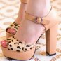 sexy dress&party leopard leather /high square heel pumps