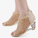 nice royal princess golden lace&diamond special heel high heel shoes
