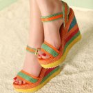 sweet country girl shoes/bright colorful canvas high platform wedges