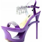 newest noble ladies double platform sandals/purple patent shiny diamond high heel shoes