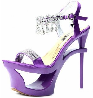 newest noble ladies double platform sandals/purple patent shiny diamond high heel shoes