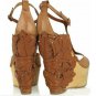 special design woody material flower retro-style high heel wedges