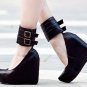 simple style knight black patent leather with ankle wrapped/lady comfortable flat strappy sandals