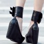 simple style knight black patent leather with ankle wrapped/lady comfortable flat strappy sandals