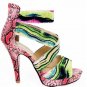exotic colorful high heel shoes/red sole/colorful stripped leather