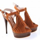 brown summer wavy-like party and dance woody bottom high heel shoes