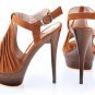 brown summer wavy-like party and dance woody bottom high heel shoes