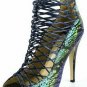 sexy blue snake stiletto heels woman shoe/criss-cross high heel shoes