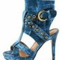 Spring summer Roman style lady shoe fashion blue jeans heels 2012