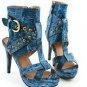 Spring summer Roman style lady shoe fashion blue jeans heels 2012