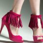 rose red platform sandals/2012 women shoes with tassels