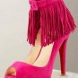 rose red platform sandals/2012 women shoes with tassels