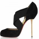 Peep toe sandals/ fashion woman sandals/knight black leather/red sole high heel shoes