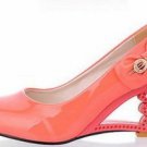 ladies suede pump shoes/sweet style /water melon red with beautiful flower pumps