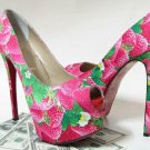 fancy pink fish mouth shoes high heel/sweet strawberry high heel shoes