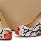 Sexy Snake Red Peep-toe Shoes for Women