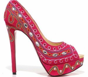 exotic colorful high heel shoes/beautiful flower with diamond pumps