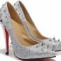 latest 2012 mature women bright silver patent shoes with spike