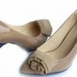 popular simple style with pleated flower grey low platform high heel shoes