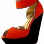 elegant roman style ladies' summer casual and dress shoes/water melon red leather high wedges