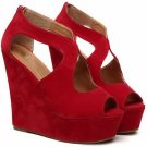 sexy bright red wedges/special design/cute fish toe/high platform shoes
