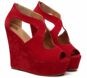 sexy bright red wedges/special design/cute fish toe/high platform shoes