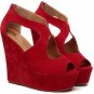 sexy bright red wedges/special design/cute fish toe/high platform shoes