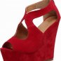 sexy bright red wedges/special design/cute fish toe/high platform shoes